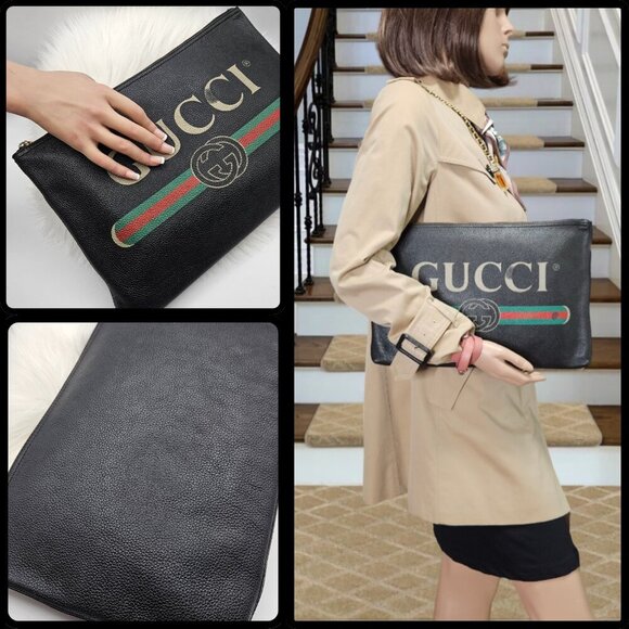 Gucci  Black Leather Portfolio Clutch - Picture 4 of 17
